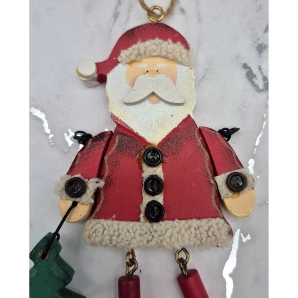 Lot of 2 Rustic Old Fashion Wooden Santa Claus Ornaments Dangle Legs Large 6.5" - Picture 4 of 8